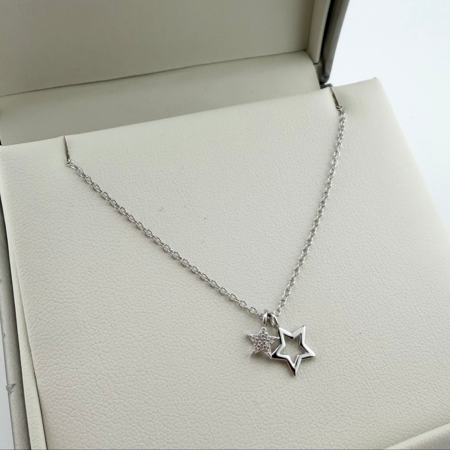 Collana con 2 stelle pendenti - Argento 925