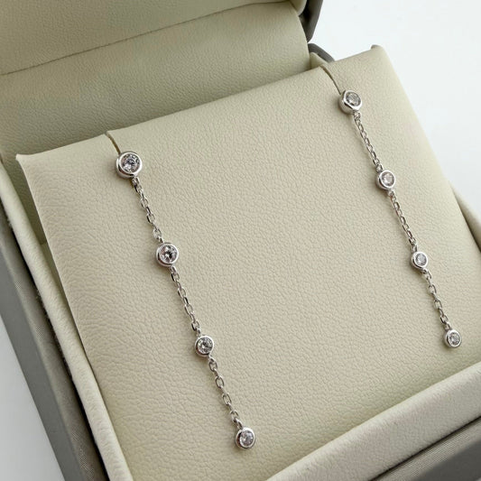 Orecchini pendenti con 4 zirconi - Argento 925