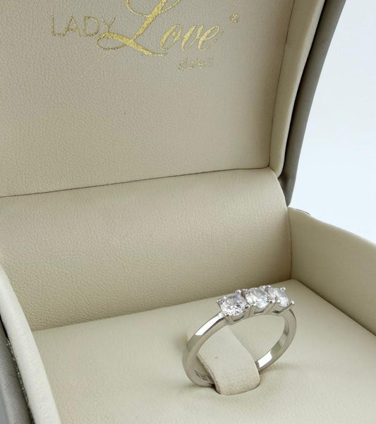 Anello Trilogy con zirconi da 4 mm - Argento 925