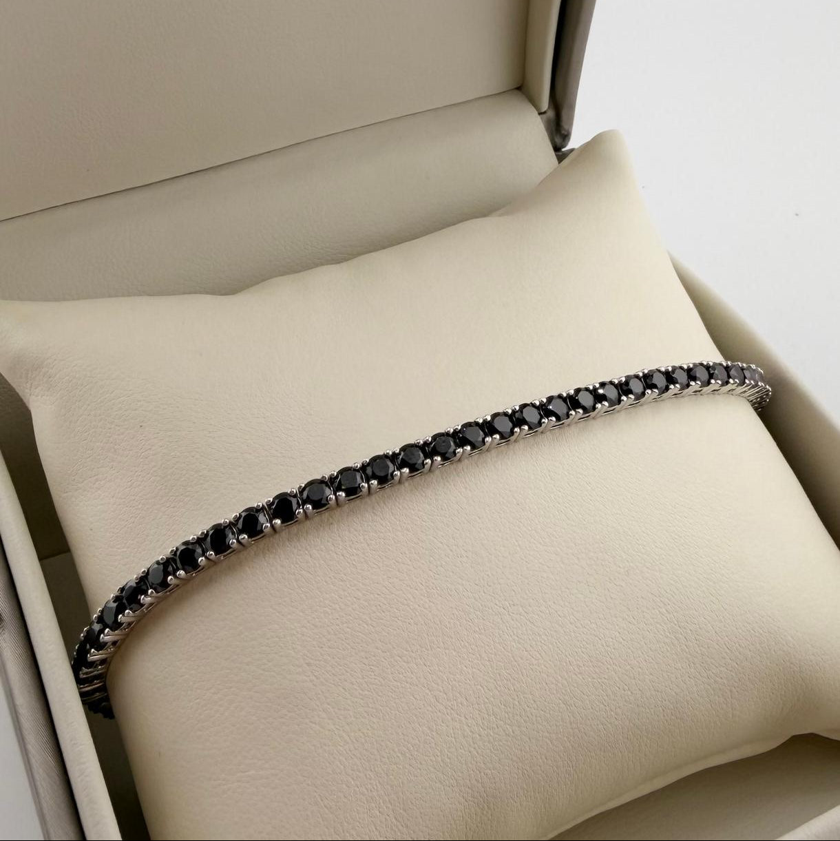 Bracciale tennis zirconi neri da 3 mm - Argento 925