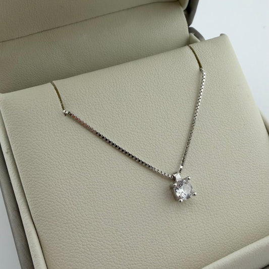 Collana punto luce con zircone da 5 mm - Argento 925