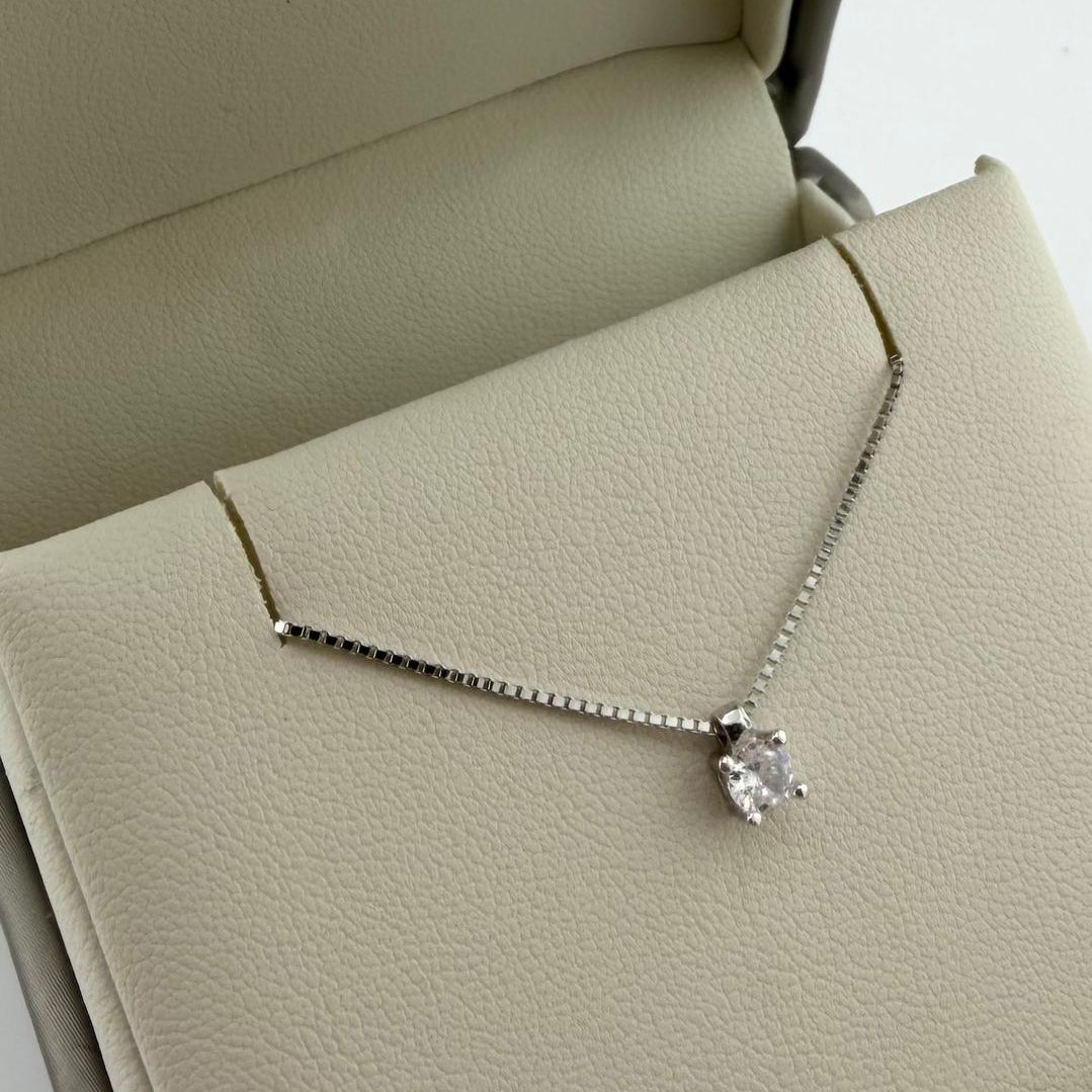 Collana punto luce con zircone da 4 mm - Argento 925