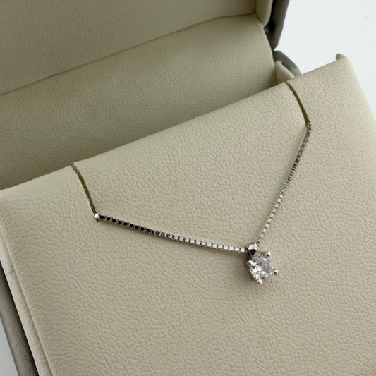 Collana punto luce con zircone da 4 mm - Argento 925