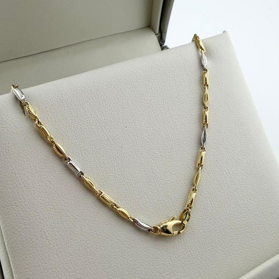 Collana maglia fantasia bicolore - Oro 18 kt
