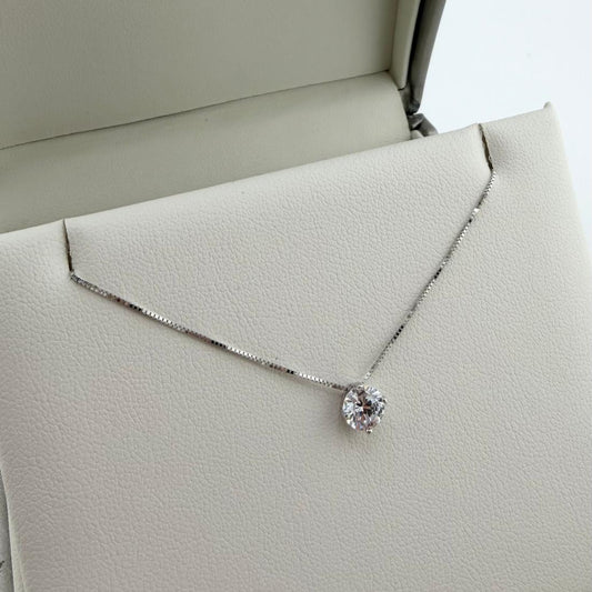 Collana punto luce con zircone da 6 mm - Oro 18 kt
