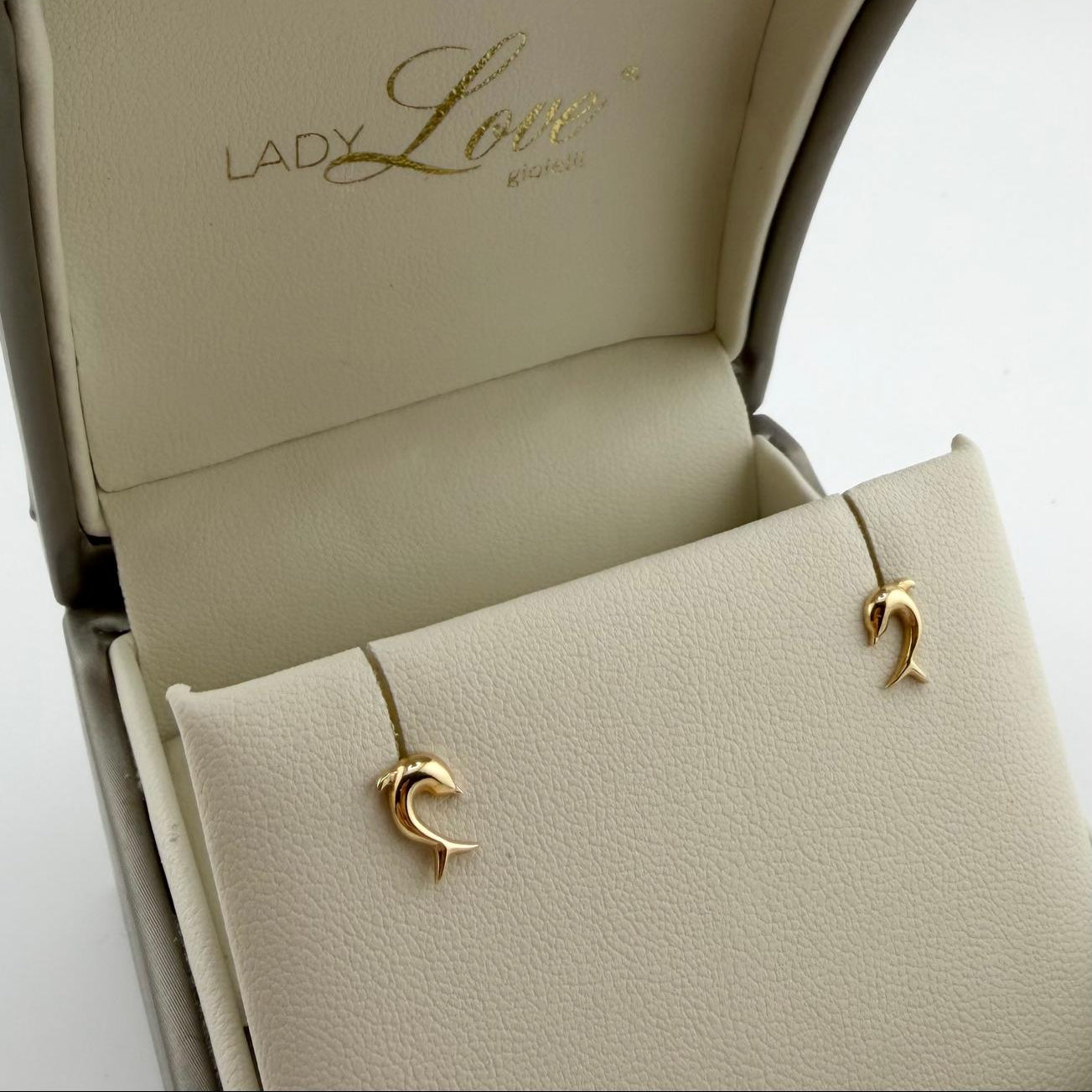 Orecchini a lobo a forma di delfino - Oro 18 kt