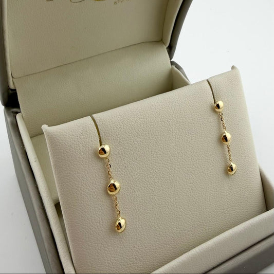 Orecchini pendenti con tre sfere - Oro 18 kt