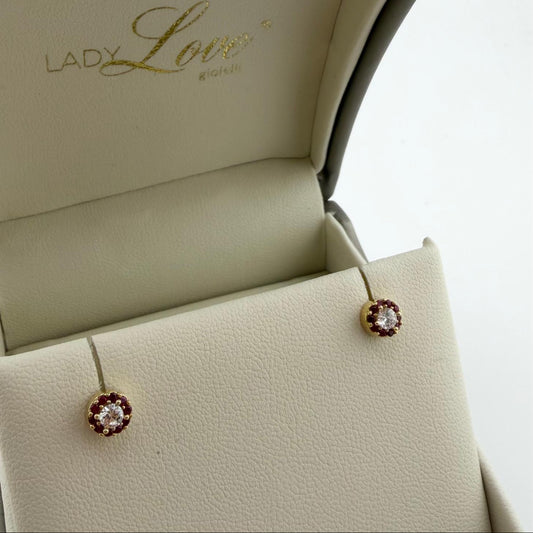 Orecchini punto luce con zirconi laterali - Oro 18 kt