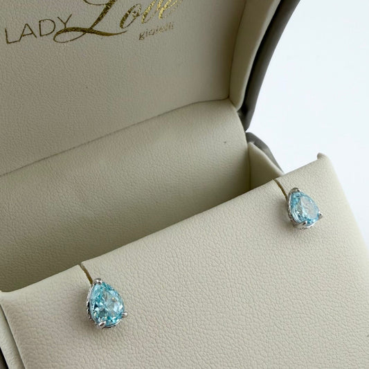 Orecchini Drop con zirconi azzurri - Argento 925
