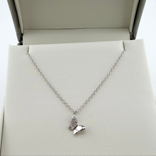 Collana farfalla con zirconi bianchi - Argento 925
