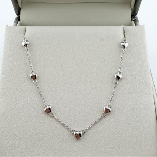 Collana con 7 cuori lucidi - Argento 925