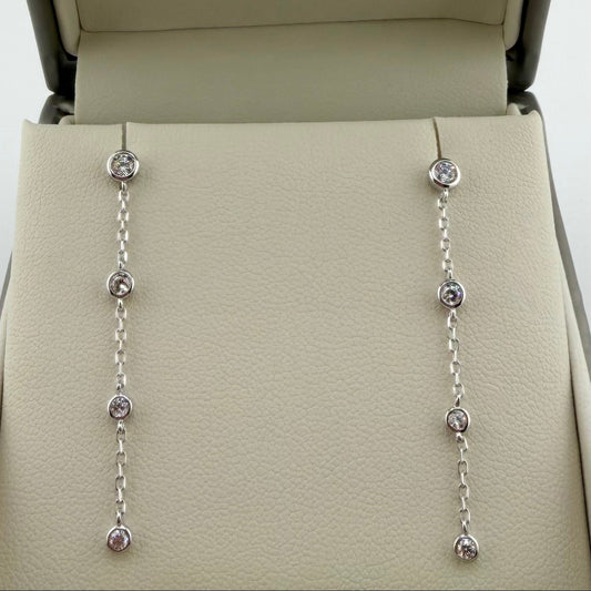 Orecchini pendenti con 4 zirconi - Argento 925