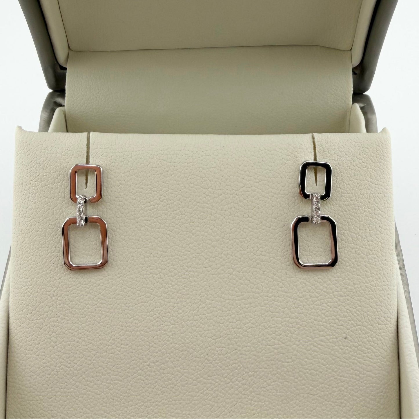 Orecchini Squares con zirconi bianchi - Argento 925