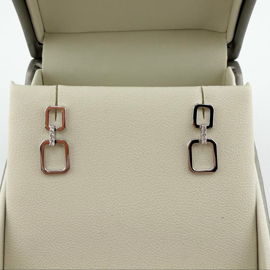 Orecchini Squares con zirconi bianchi - Argento 925