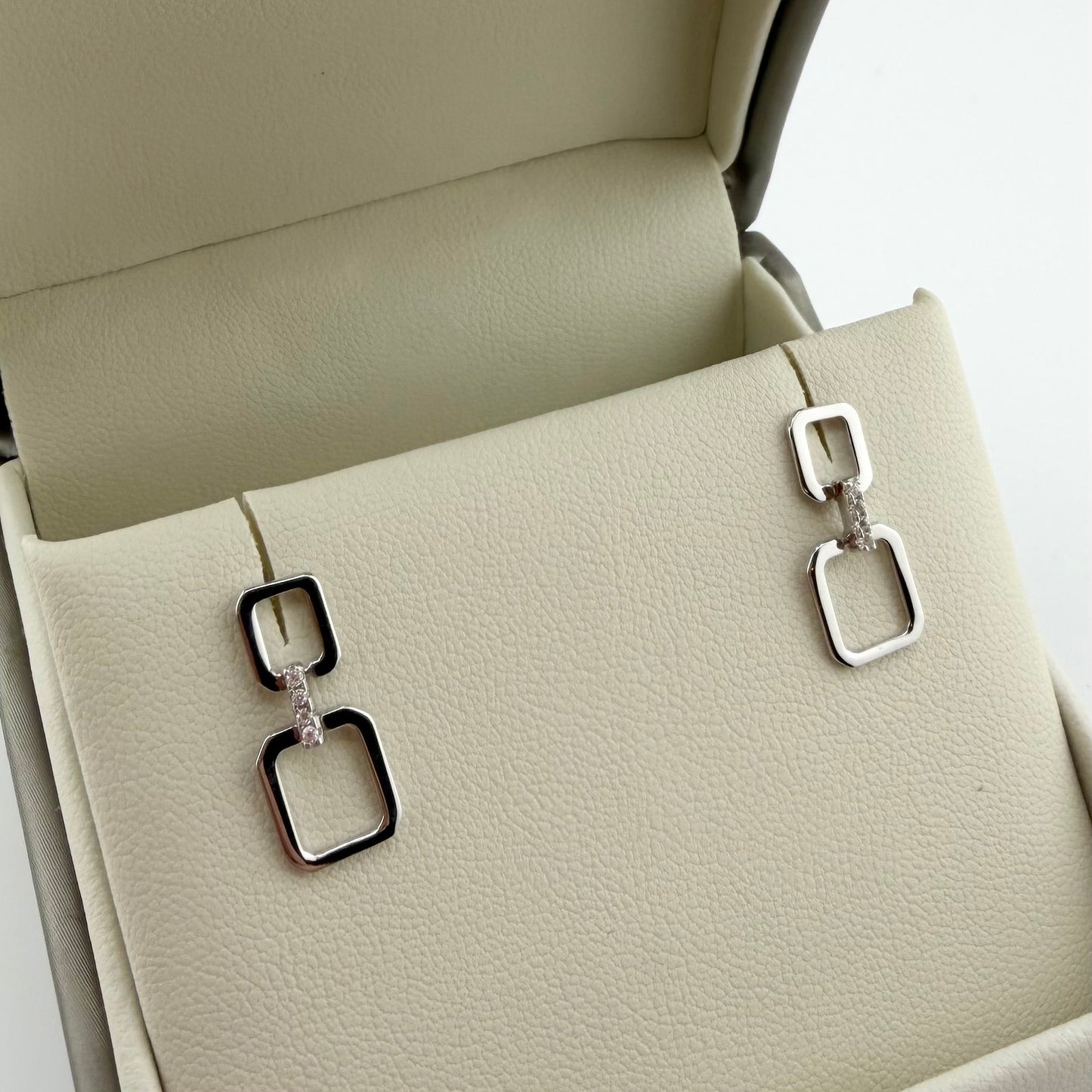 Orecchini Squares con zirconi bianchi - Argento 925