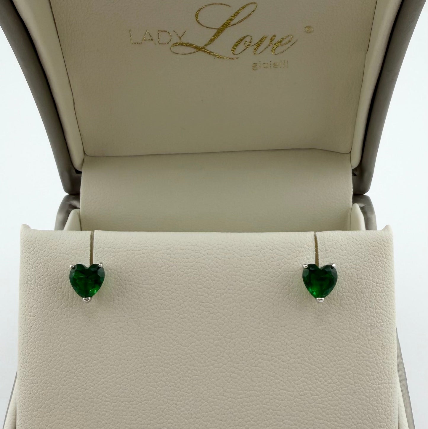 Orecchini Love con zircone verde - Argento 925