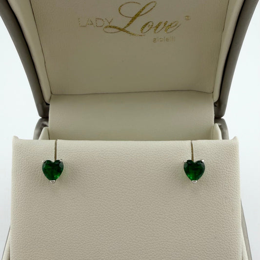 Orecchini Love con zircone verde - Argento 925