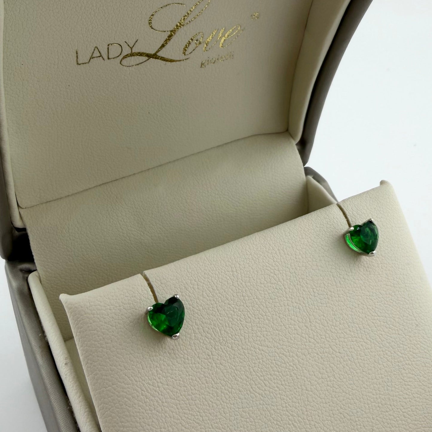 Orecchini Love con zircone verde - Argento 925