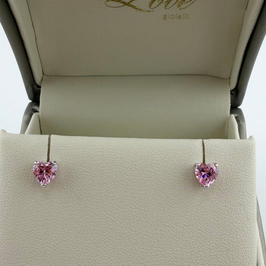 Orecchini Love con zircone rosa - Argento 925