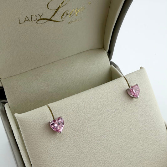 Orecchini Love con zircone rosa - Argento 925