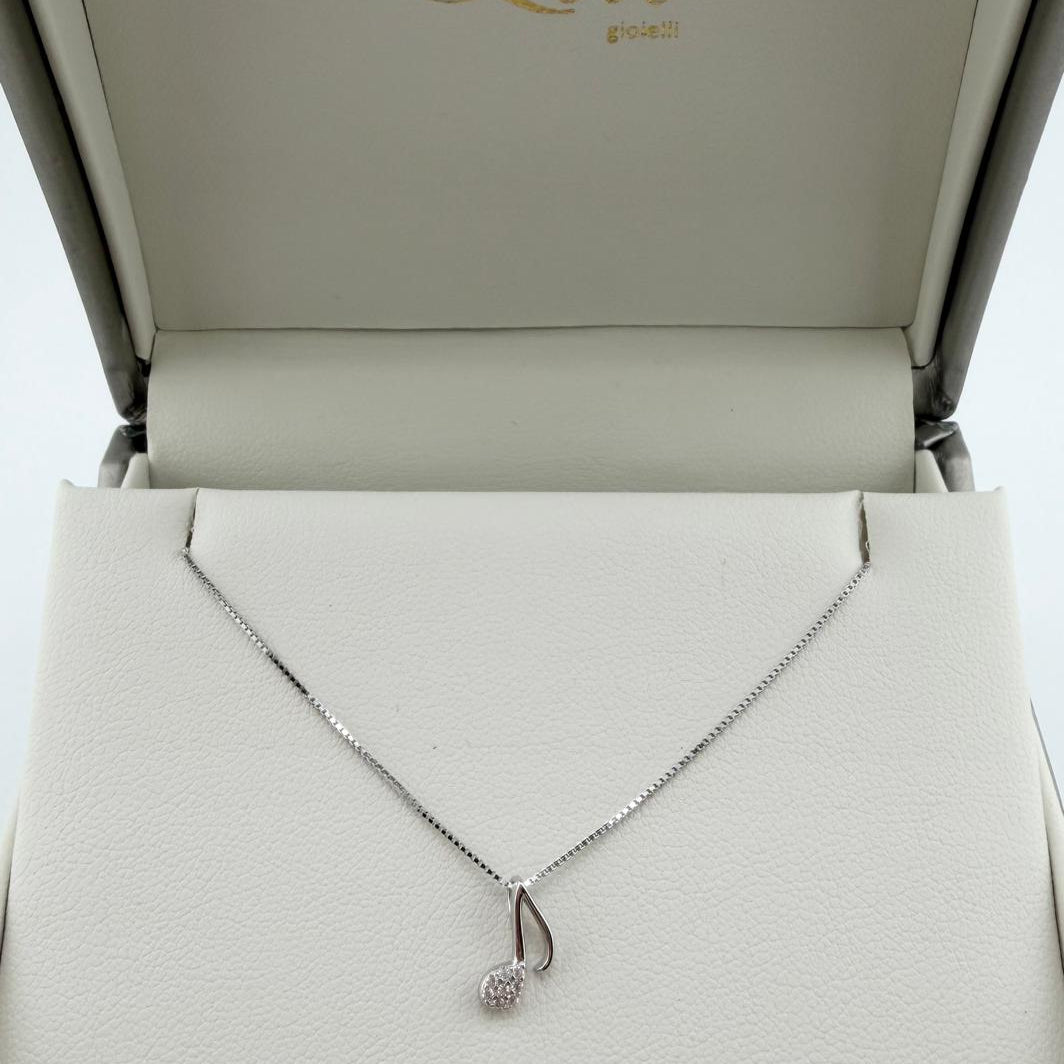 Collana nota musicale con zirconi - Argento 925