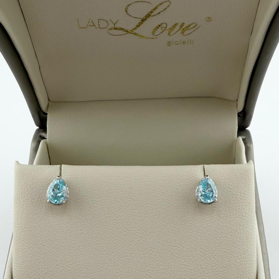 Orecchini Drop con zirconi azzurri - Argento 925