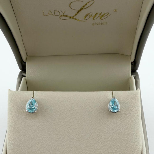Orecchini Drop con zirconi azzurri - Argento 925