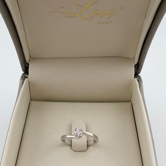 Anello solitario Wave con diamante 0.20 ct - Oro 18 kt