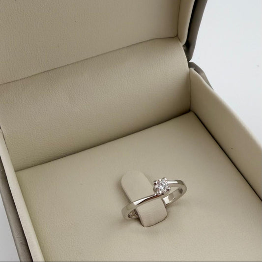 Anello solitario Wave con diamante 0.20 ct - Oro 18 kt