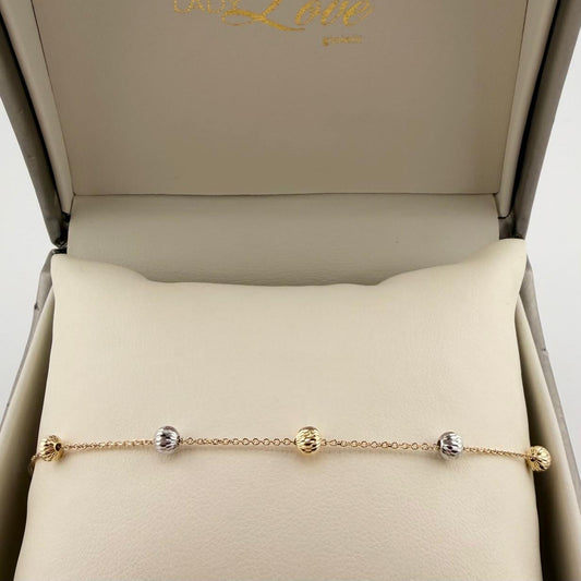Bracciale con palline diamantate  - Oro 18 kt