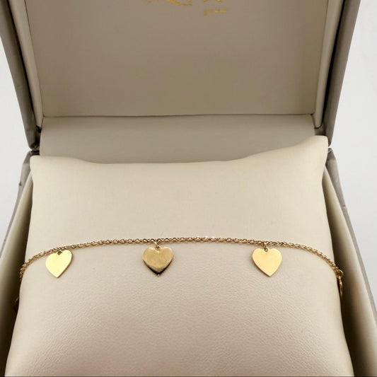 Bracciale con cuori pendenti - Oro 18 kt