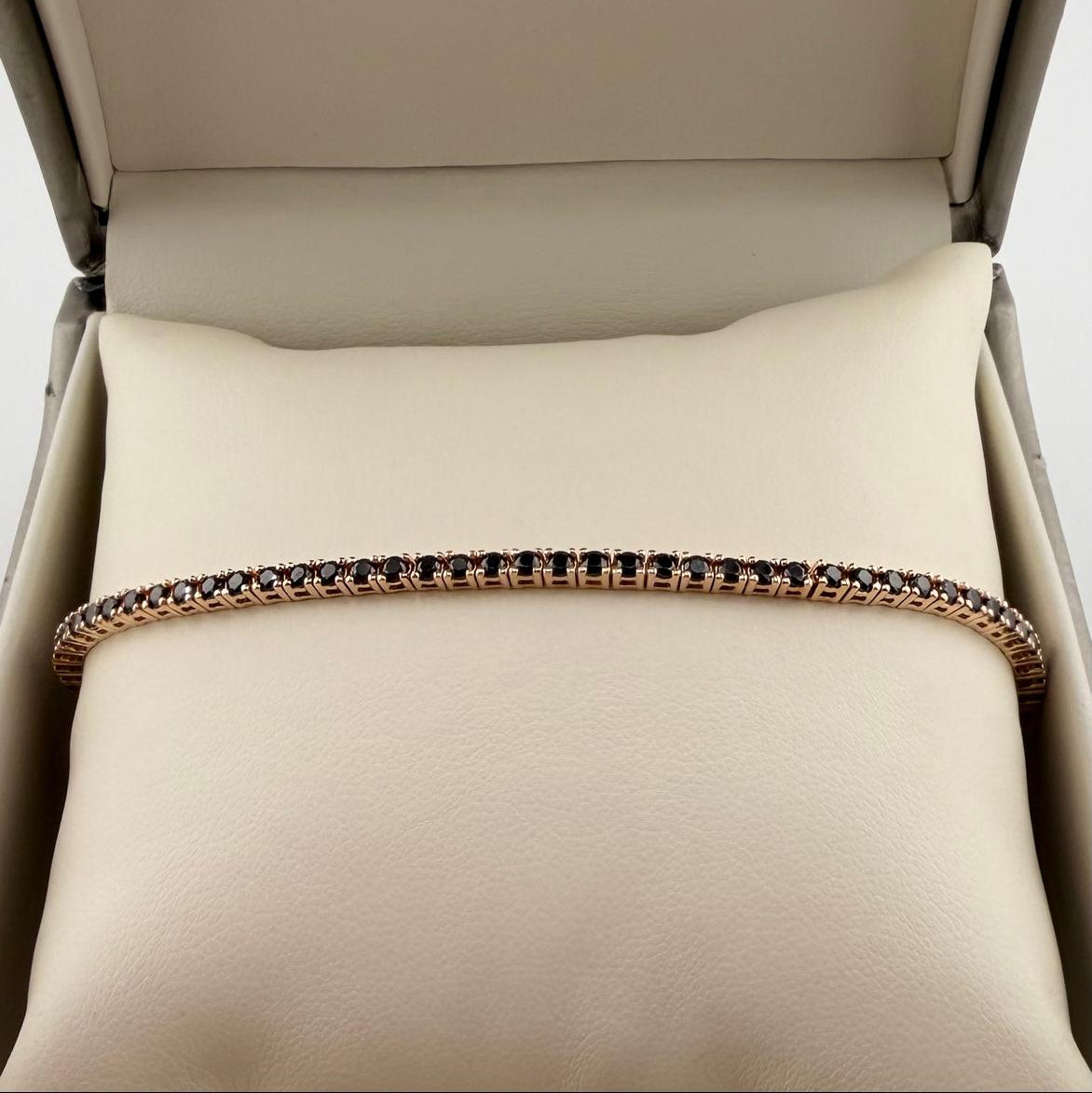 Bracciale tennis zirconi neri da 2 mm - Argento 925 placcato rosé
