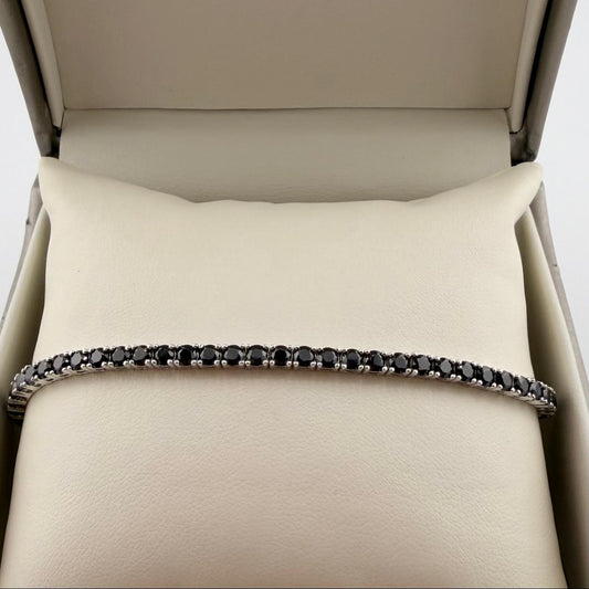 Bracciale tennis zirconi neri da 3 mm - Argento 925