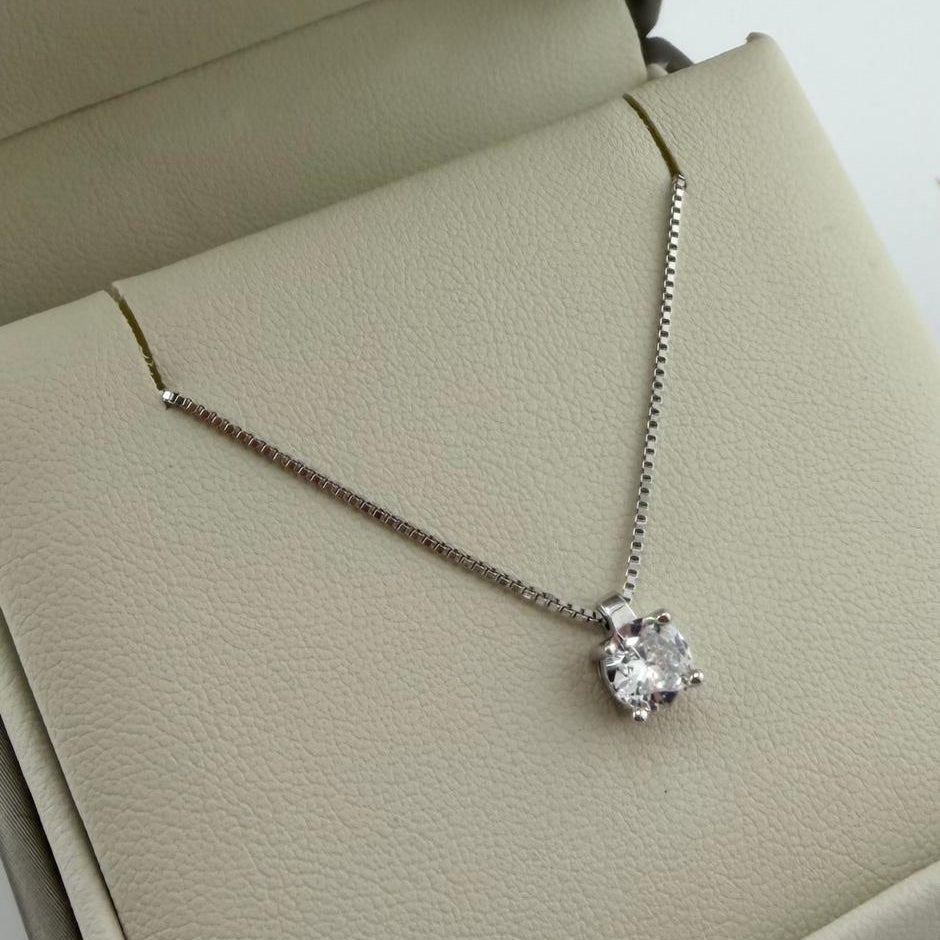 Collana punto luce con zircone da 6 mm - Argento 925