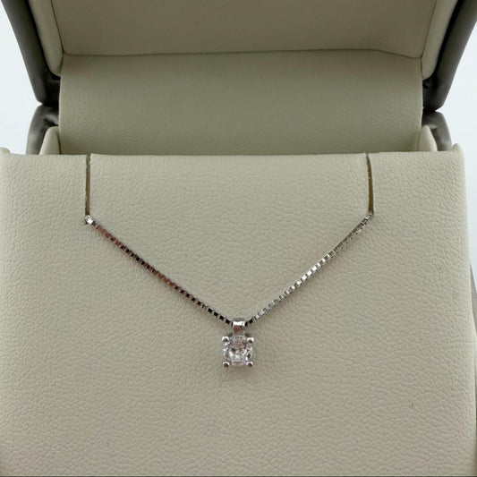 Collana punto luce con zircone da 4 mm - Argento 925