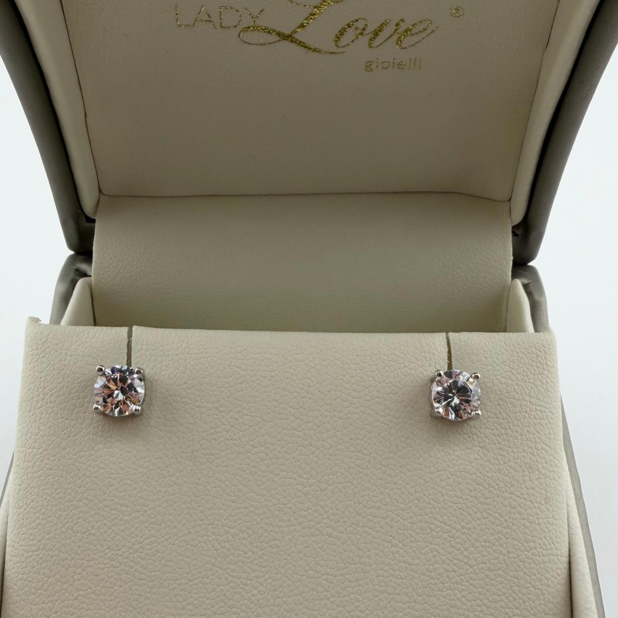 Orecchini punto luce con zircone da 6 mm - Argento 925