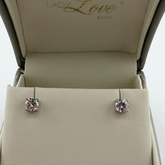 Orecchini punto luce con zircone da 6 mm - Argento 925