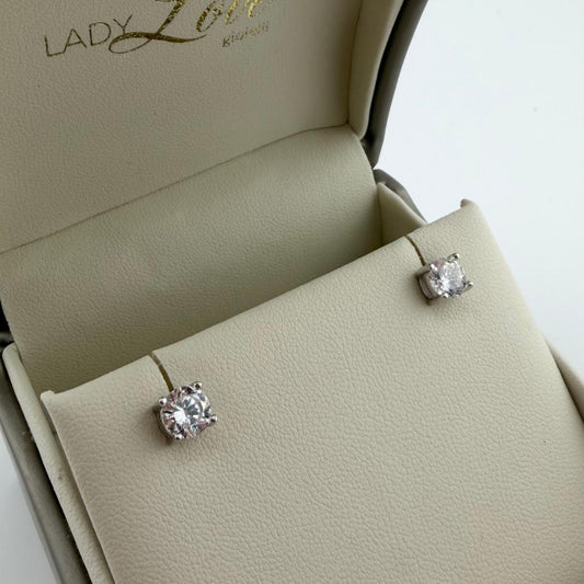 Orecchini punto luce con zircone da 6 mm - Argento 925