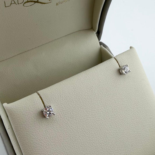 Orecchini punto luce con zircone da 4 mm - Argento 925