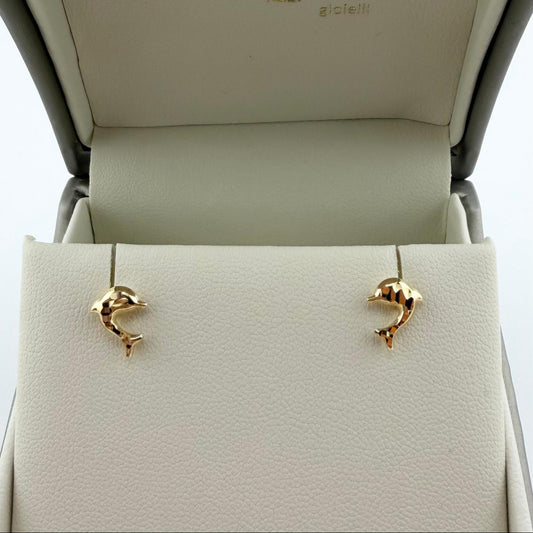 Orecchini delfini lucidi  - Oro 18kt