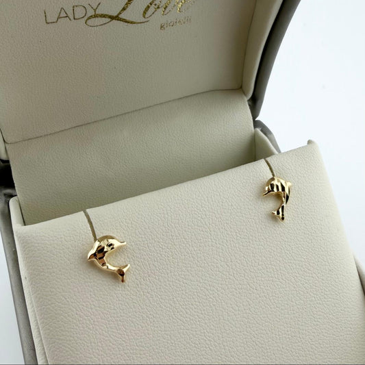 Orecchini delfini lucidi  - Oro 18kt