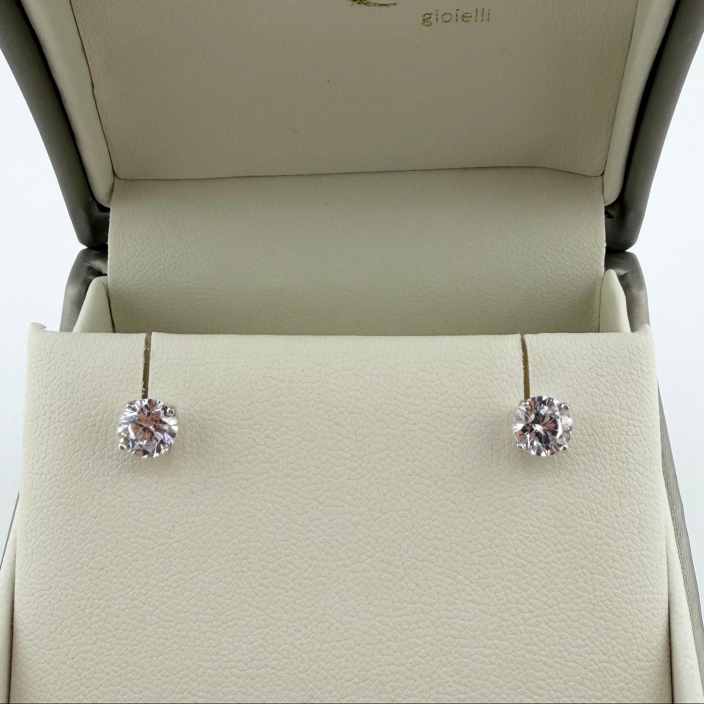 Orecchini punto luce con zircone 6mm - Oro 18kt