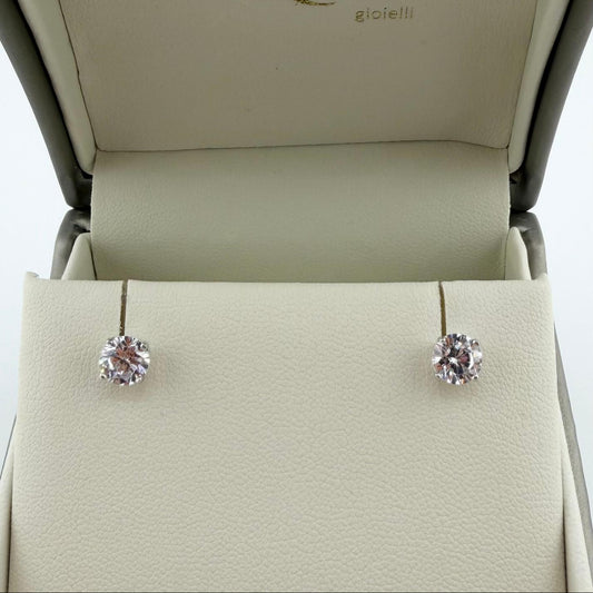 Orecchini punto luce con zircone 6mm - Oro 18kt