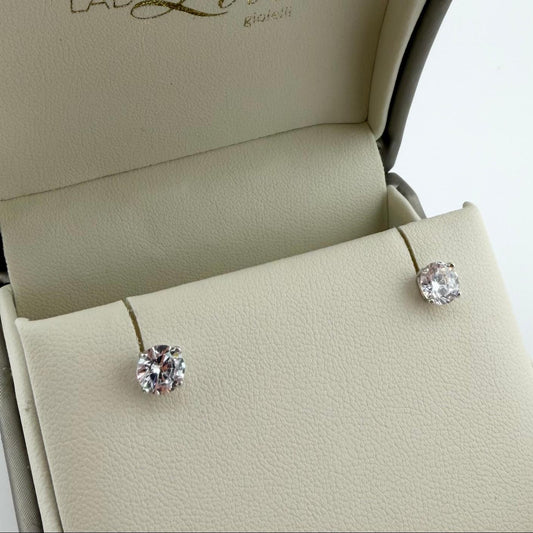 Orecchini punto luce con zircone 6mm - Oro 18kt