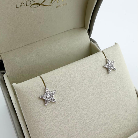 Orecchini star con zirconi  - Oro 18kt