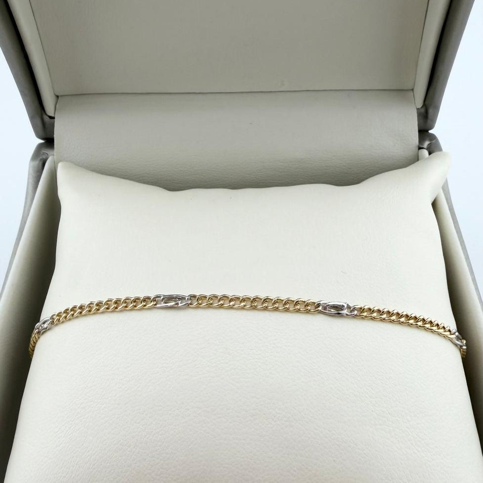 Bracciale maglia groumette e inserti in oro bianco- Oro 18 kt