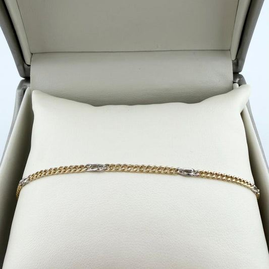 Bracciale maglia groumette e inserti in oro bianco- Oro 18 kt