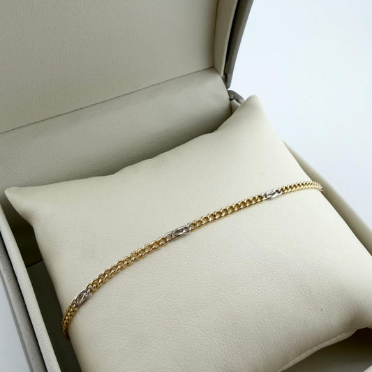 Bracciale maglia groumette e inserti in oro bianco- Oro 18 kt