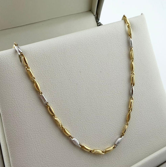 Collana maglia fantasia bicolore  - Oro 18 kt