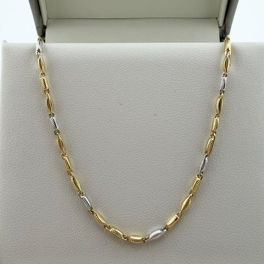 Collana maglia fantasia bicolore  - Oro 18 kt